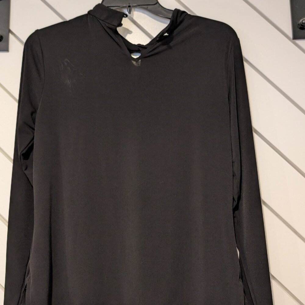 Calvin Klein Black Long Sleeve Keyhole Blouse Size Small - Picture 3 of 6